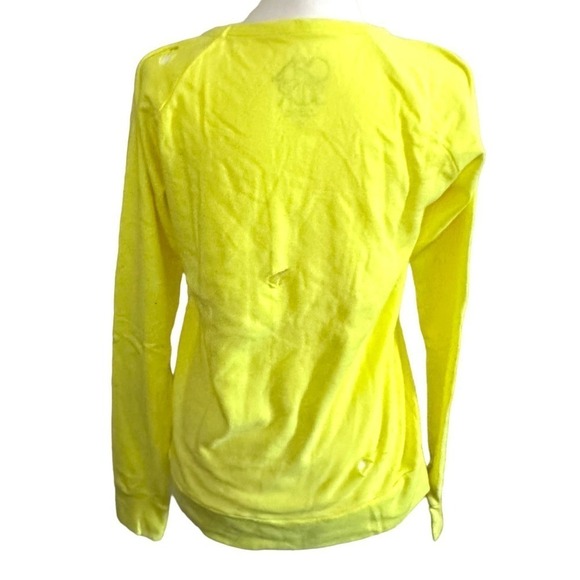 NWOT CHASER Revolve Neon Yellow Distressed Destroyed Holey Sweatshirt - Small - Picture 3 of 6